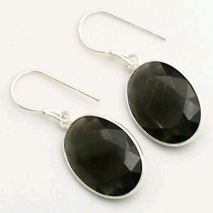 Black Onyx Gemstone 925 Sterling Silver Handmade Drop Dangle Earrings